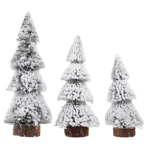 Ensemble de 3 mini sapins de Noël blancs enneigés Weiweiguan