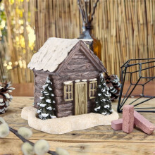 Quemador de incienso navideño con forma de chimenea, resina, 10x10x11cm