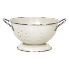 Vintage Emaille-Metall-Siebschüssel, 22 cm