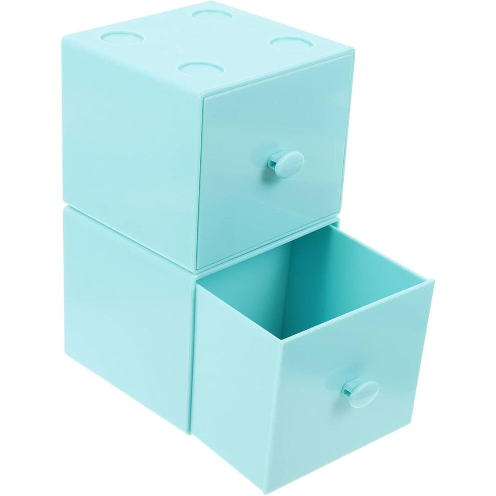 Hbhkjs Desk Organizer 2Pcs Stackable Drawers Stationery Storage Box Makeup Case Compact Desktop Holder