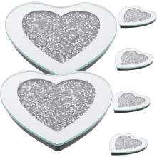 Sturdy Glass Heart Coasters 6 Piece Set Teacup Coasters Cups for Table