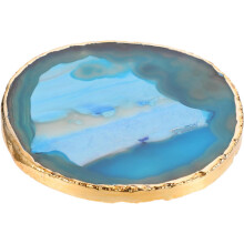 Oval Agate Coaster Gold-Plated Coasters Agate Slice Coaster Coaster Ornament Natural Stone Pad