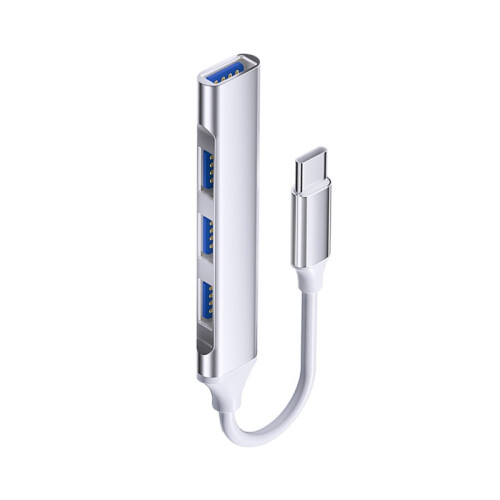 Hub Type-C 4 θυρών: USB 2.0 x 3 + USB 3.0, αλουμίνιο, συμπαγές 8 cm x 1.7 cm x 1.4 cm 2