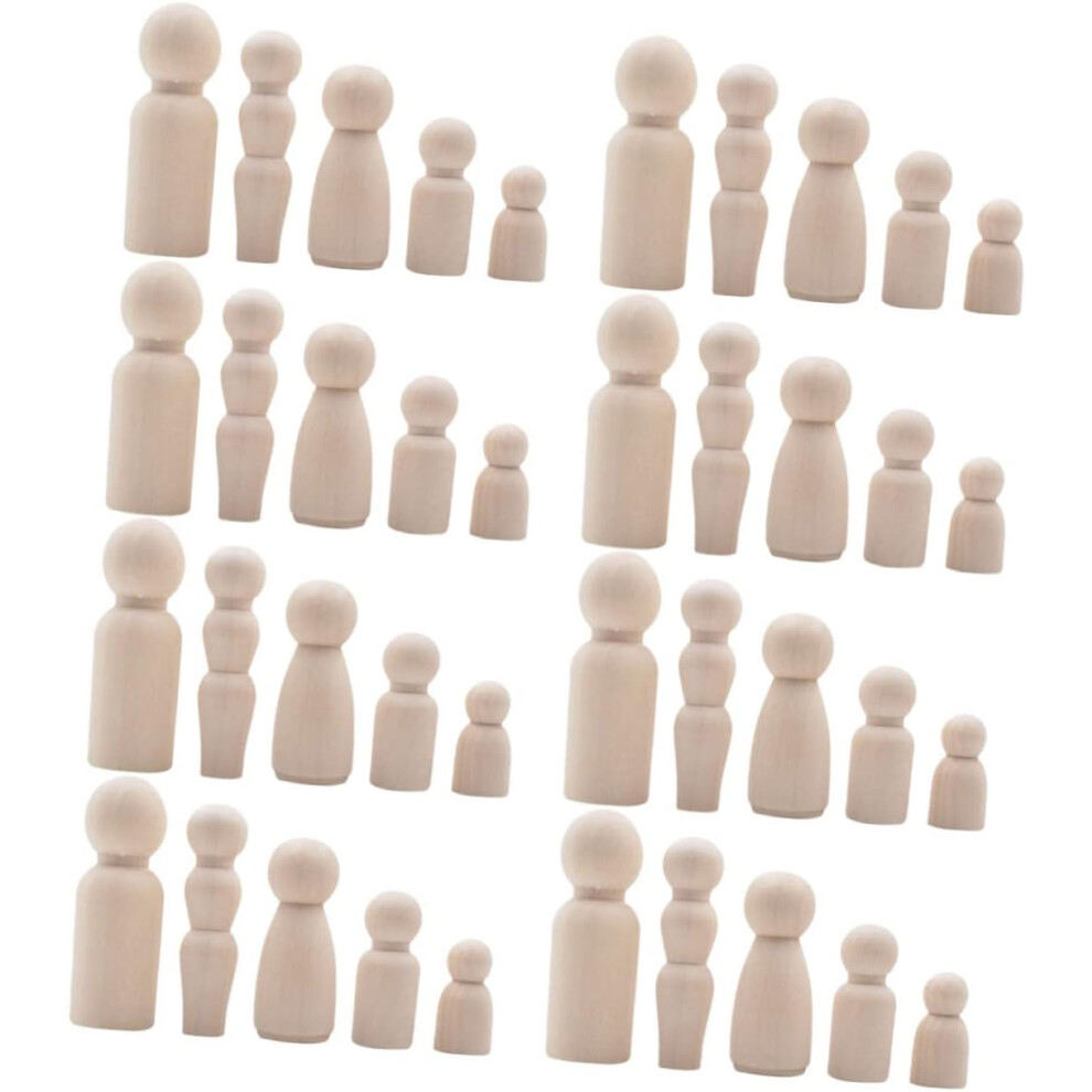 Houten poppenset, 40 stuks, onafgewerkte Peg People, houten poppenhuismeubelset voor kinderen, glad, zonder bramen, stimuleert creativiteit