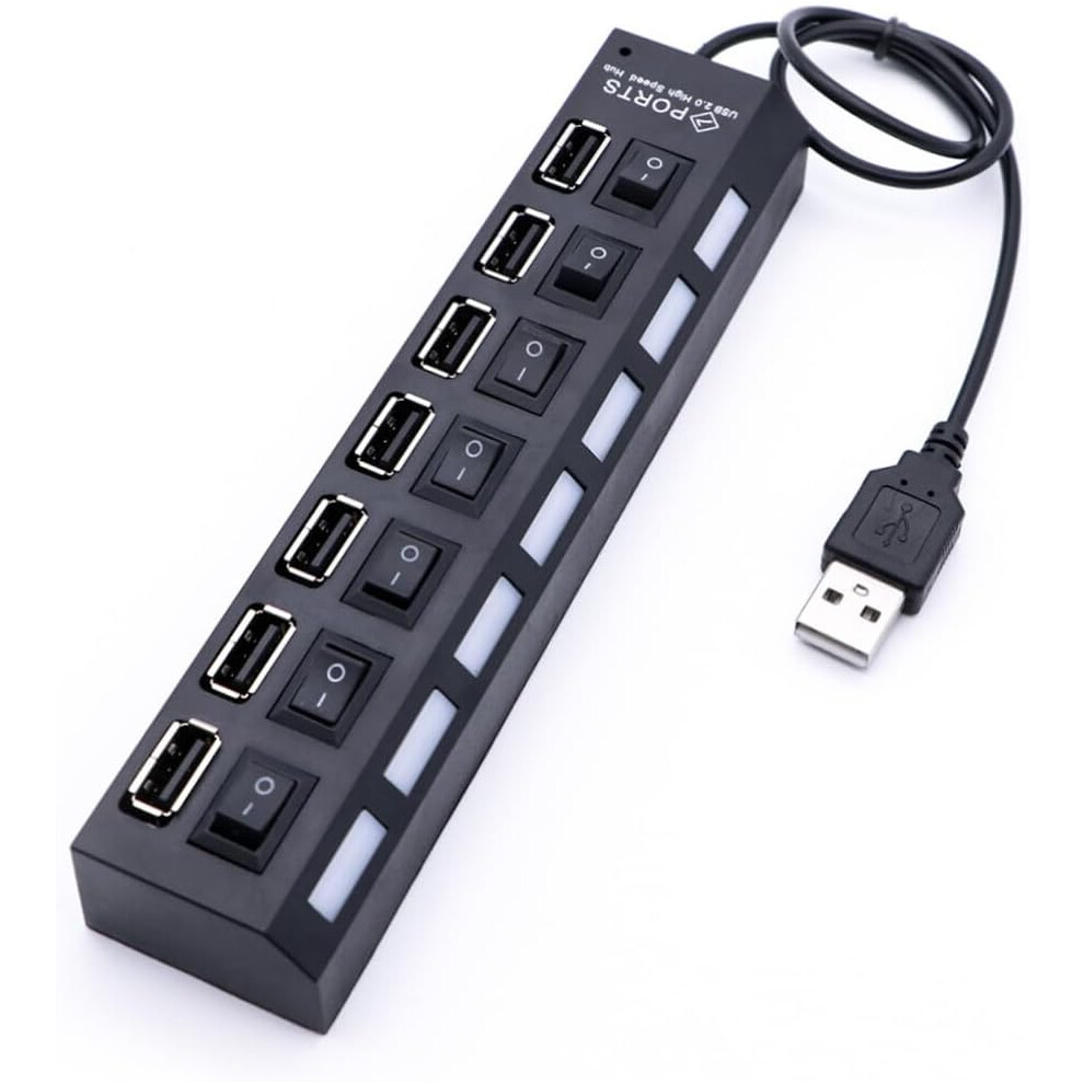 10 Port Usb Hub Extension Multi Usb Port Splitter For Laptop Usb 20 Hub With 10 Ports Usb Hub Adapter For Multiple Devices Usb Extender For Black 5426217096110