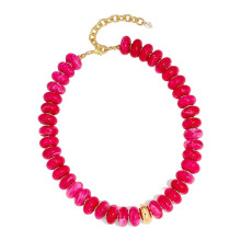 Collier acrylique coloré, accessoire moderne pour-Rose rouge