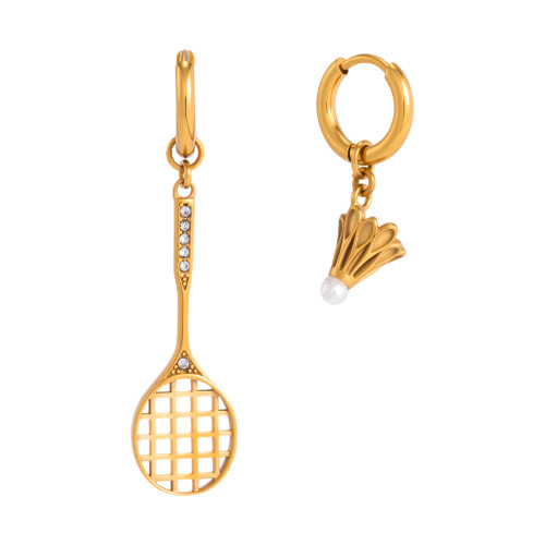 Boucles d'oreilles asymétriques pour badminton et raquette,