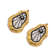 2 Pieces Vintage Demons Eye Pendant Stone Texture Drop-Black