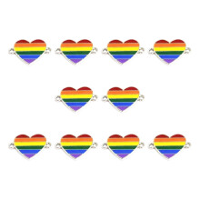 Fashionable Two Hole Alloy Pendant Ideal-heart shape 10 pieces