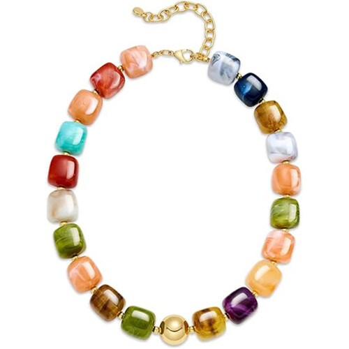 Collier ras de cou en perles de résine, tendance, cordon-couleur