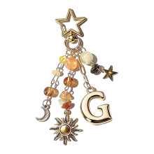Lovely Letter Keychain Highlighting Star Moon Design Bag-Gstyle