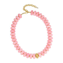 Elegante Lariat-Halskette mit Acrylperlen, vielseitig-Rosa
