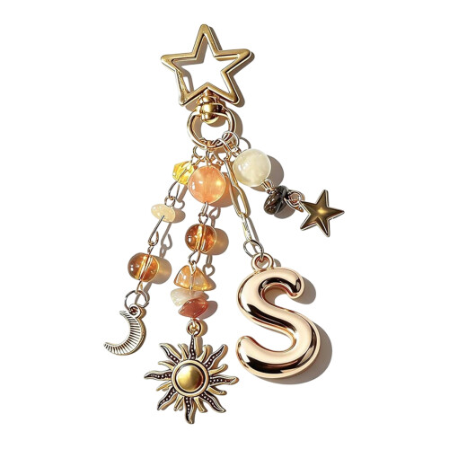 Elegant Letter Keychain Creative Key Holder Charm Star-S type
