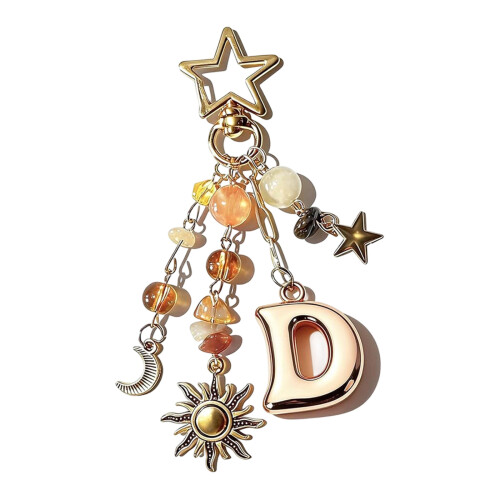 Lovely Letter Keychain Highlighting Star Moon Design Bag-Type D