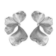 Elegante Blattgold-Blumenohrringe, einzigartige-Silber