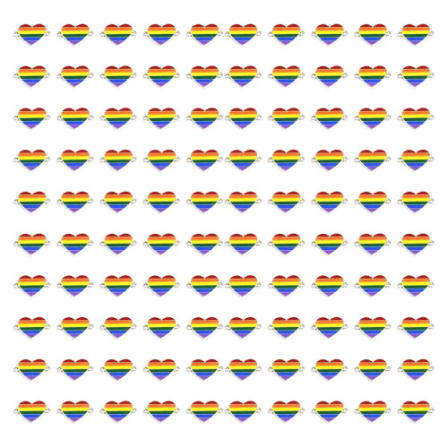 Herzförmiger Regenbogen-Legierungsanhänger-Herzform 100 Stück