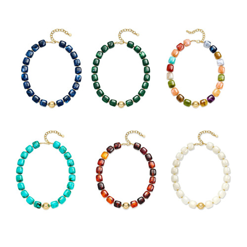 Collier ras de cou élégant en perles de plastique-SARCELLE1 1