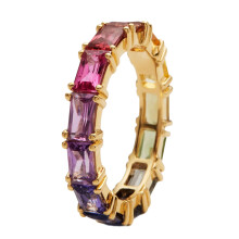 Bande de cuivre en zircone cubique colorée, bague-10 pièces d'or