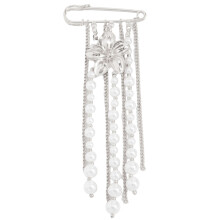 Beautiful Pearls Floral Fringe Brooch Corsage Pin For-Silver