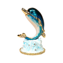 Elegante dolfijnvorm sieraden opbergdoos huis decoratief-Blauw
