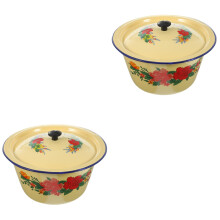 Vintage enamel washing basin with lid 2 pcs