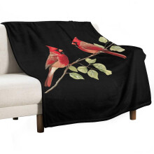 Red Cardinal Couple Flannel Throw Blanket 30" x 40"