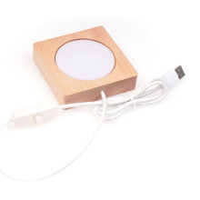 XunW LED nočné svetlo štvorcové drevené s USB
