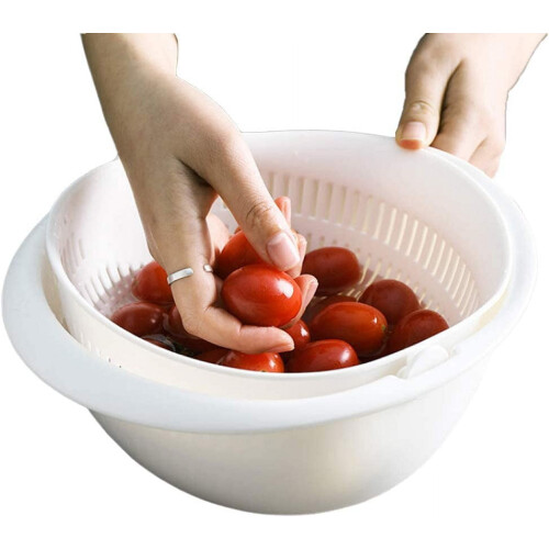 Swivel Drainer Bowl Strainer 2-in-1 White