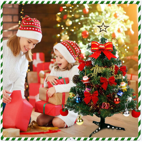 Mini Artificial Christmas Tree with Lights and Red Berries