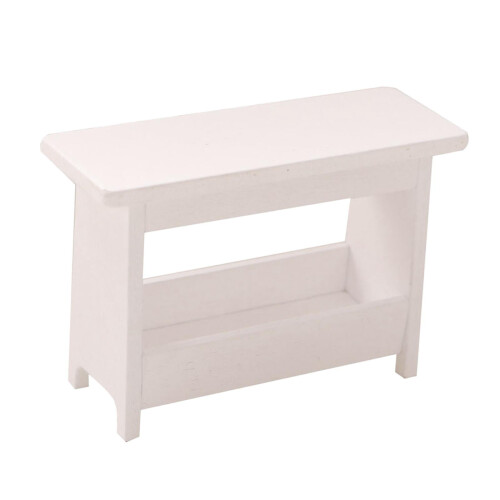 Ensemble de tabourets en bois blanc pour maison de poupée (échelle 1:12)