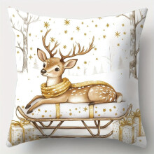 Housse de coussin bonhomme de neige en polyester imprimé avec fermeture éclair