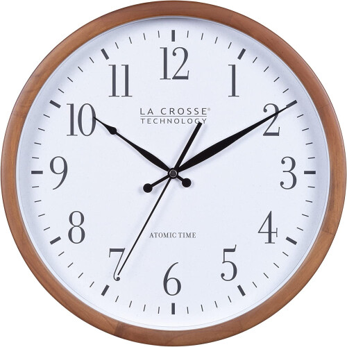 Horloge murale analogique Atomic Walnut 12,8 pouces