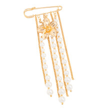 Modieuze parels bloem pin legering elegante charme broche-Goud
