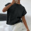 Women's Solid Color Printed Knitted Short-Sleeve Top-apricot S 5