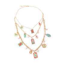 Beach Vacation Style Layering Necklace With Pearls Pendant For