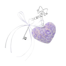 Adorable Fuzzy Key Chain With Animal Print Design-Purple