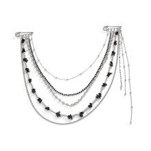 Fashionable Rhinestones Tassels-Black And White 02 White K 0390