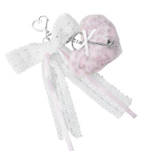 Soft Plush Heart Shaped Key Ring Pendant Retro Animal-Pink