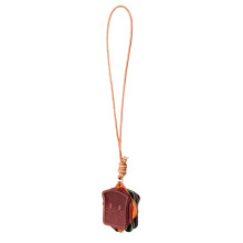 Pizza Sandwich Keychain Handmade Leather Purse Charm-dark brown