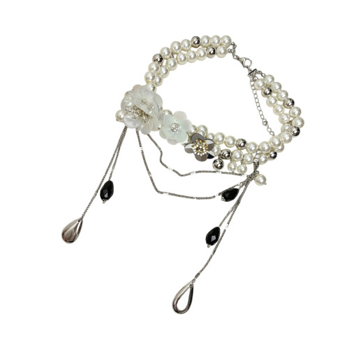 Anmutige, verstellbare Fransenhalskette mit-Silber