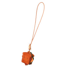 Handmade Leather Sandwich Keychain Food Shaped Bag-orange.