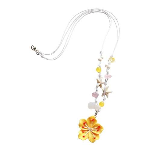 Trendy Plastic Flower Necklace Lightweight Design-Yellow