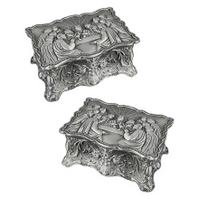 2Pcs Egyptian Rose Metal Jewelry Boxes Small Vintage Rings