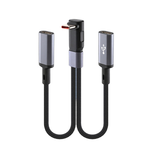 Mit Nylon geflochtenes USB-C-Splitterkabel,-2 Typ-C-Winkelstück
