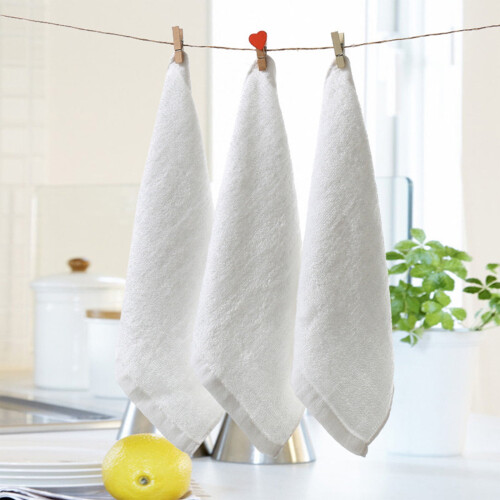 Serviette visage en bambou et coton, blanche, 1 pièce 2