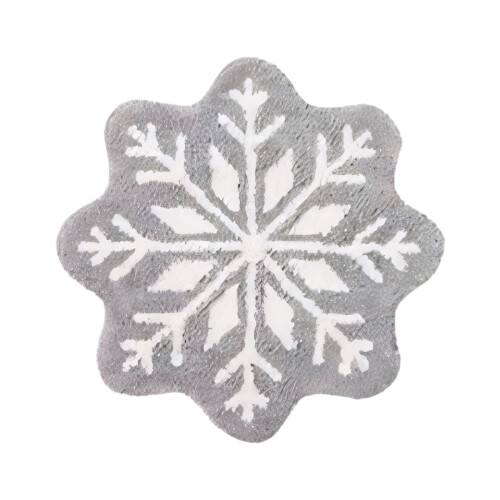 Tapete de banheiro redondo de microfibra com estampa de floco de neve natalino, 40 cm (15,7 polegadas) 1