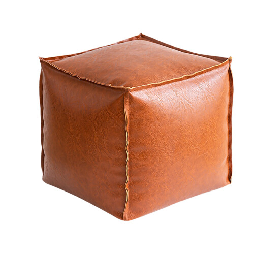 Faux Leather Moroccan Pouf Cover – Unstuffed Ottomans 1