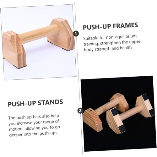 Pine Wood Push-up Stands 30CM Pair, Arm Strength Training Push-up Bars Frame 1