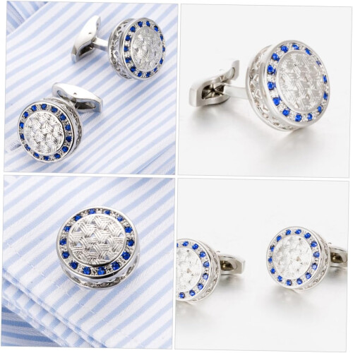 Silver round Copper Cuff Links Men with High Polished Surface Comfortable Touch Feeling Classic Graceful Style 1