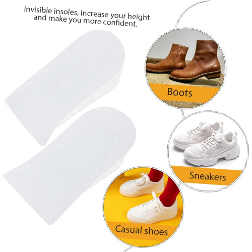 1pair Unisex Height Increase Insoles Invisible Double Layer Design Shockproof Odorless Comfortable Heightening Inserts 1
